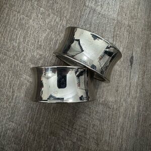 Vintage Express Silvertone Metal Cuffs Y2K - Set of Two